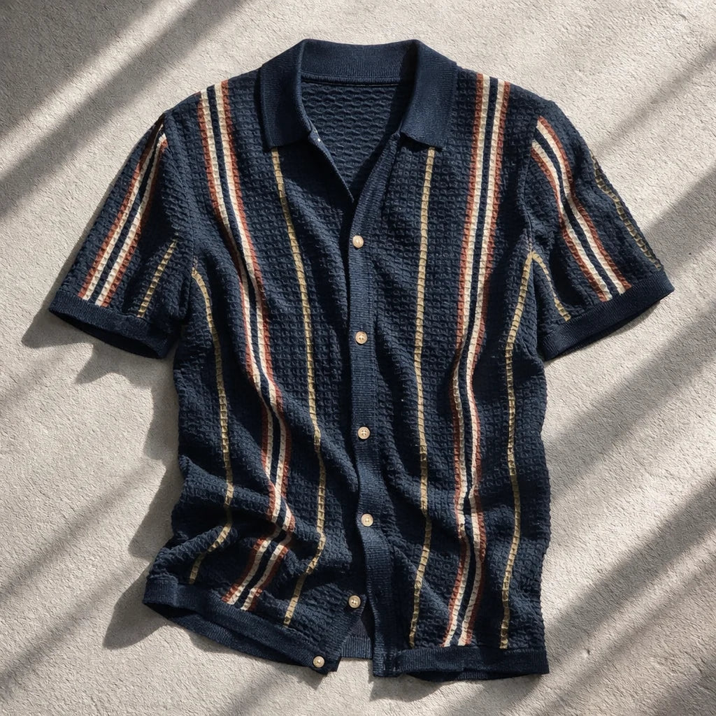 Men's Oxford Knit Polo Shirt - Breathable Cotton Casual Wear
