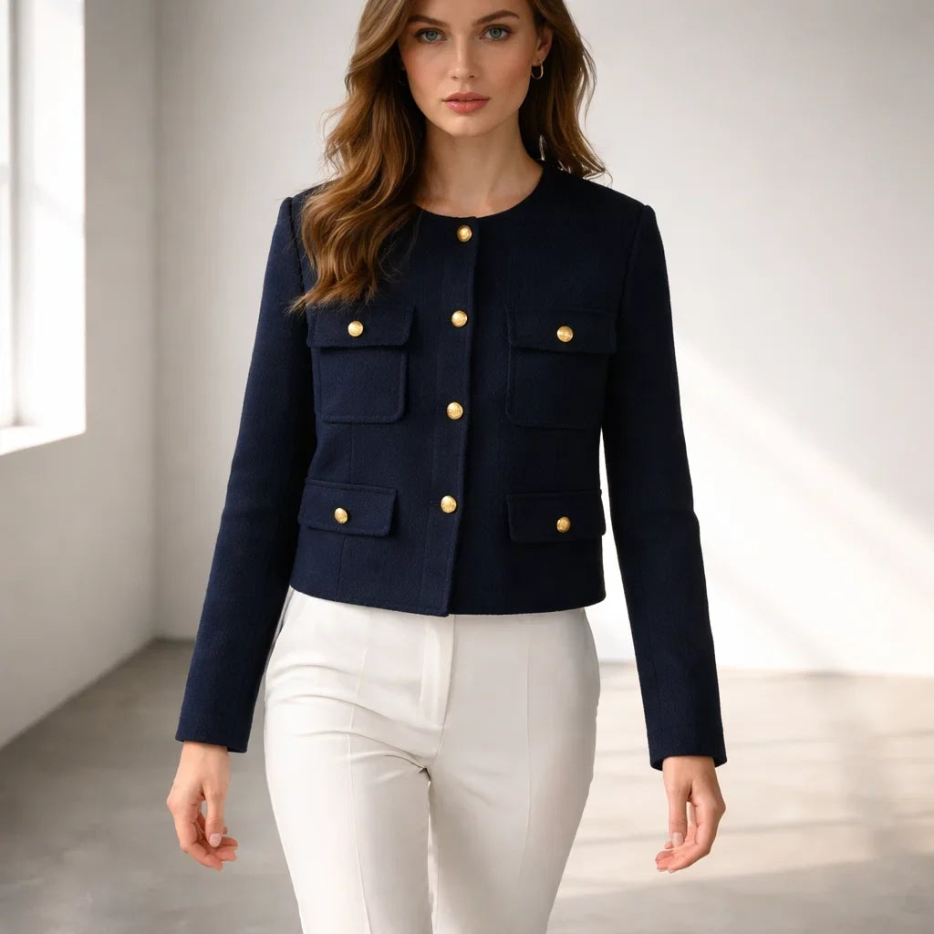 Aurelia Women's Wool Cropped Sweater Jacket - Warm Winter Outerwear