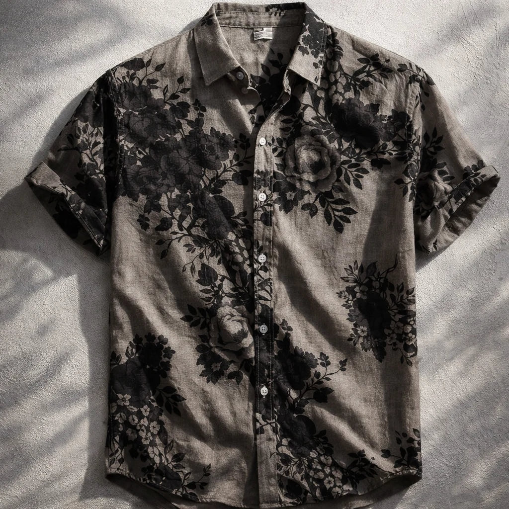 Ocean Breeze Floral Print Short Sleeve Shirt for Men