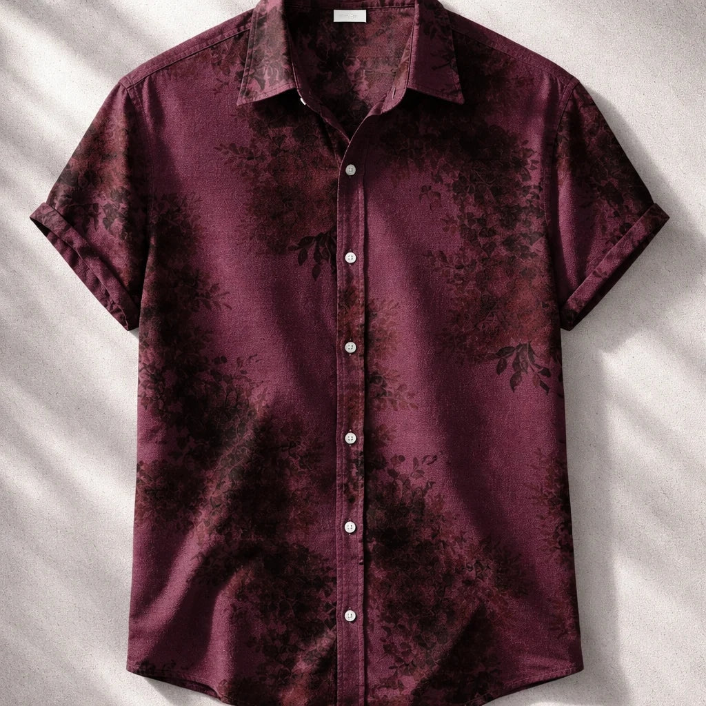 Ocean Breeze Floral Print Short Sleeve Shirt for Men
