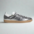 Sneakers Women's Silver Metallic Cracked Leather